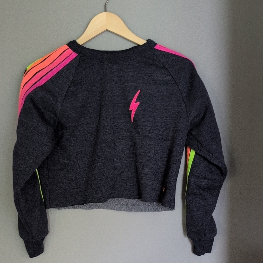 Aviator Nation Charcoal Sweatshirt with Vibrant Stripes